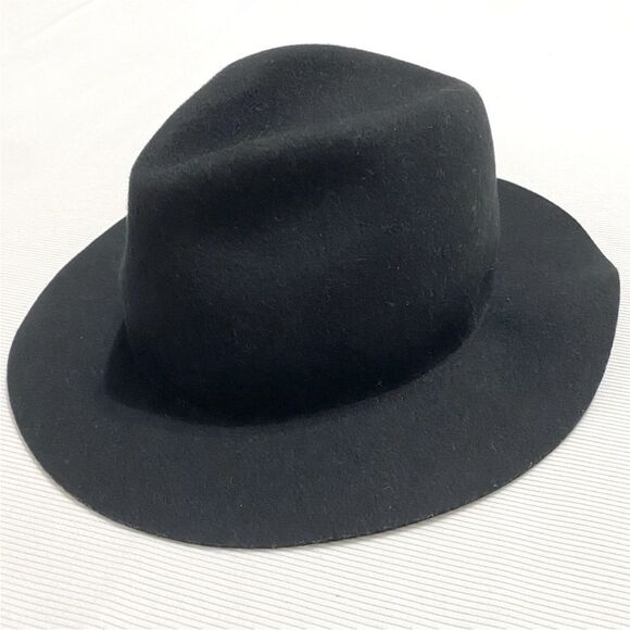 Anthropologie Amelia Black Wool Fedora Hat Studs Accent Boho Western Coastal main image 9